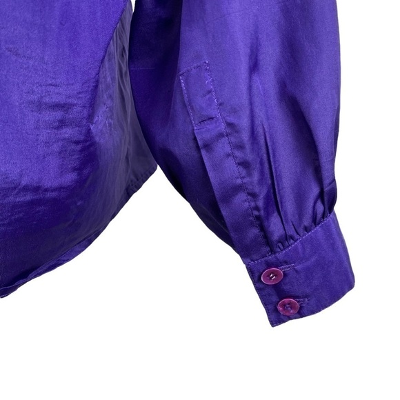David Matthew Pleated Hidden Button Down Blouse Women's 14 Purple‎ - Picture 6 of 9